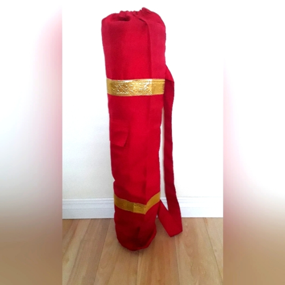 RED SILK YOGA MAT BAG